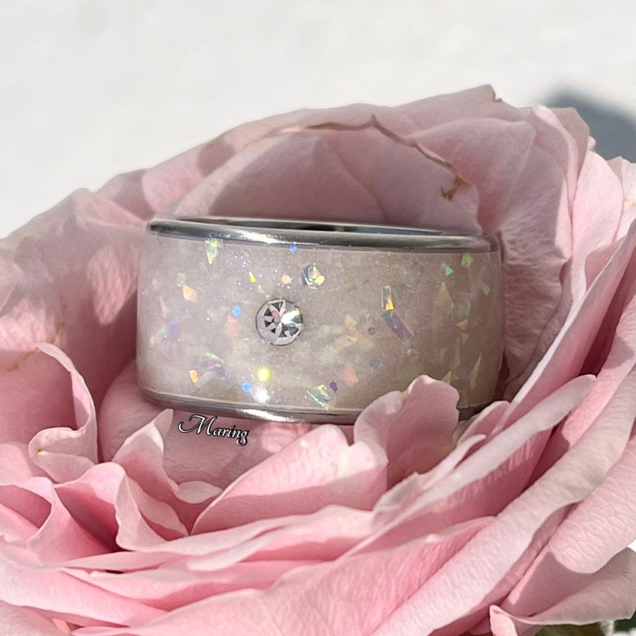 Ring XL «Opal» weiss